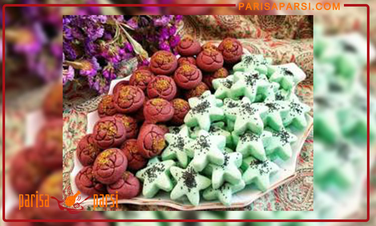 طرز تهیه شیرینی بهشتی برای عید نوروز 3 طعم و رنگ شیرینی بهشتی