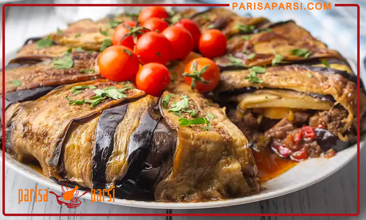 آموزش پخت خوراک گوشت و بادمجان ساده و خوشمزه 3 کالری خوراک گوشت و بادمجان