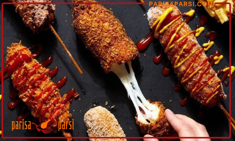 طرز تهیه کورن داگ پنیری کش دار 3 روش های سرو و طعم دهی جذاب کورن داگ