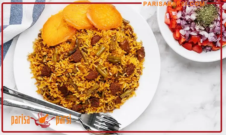 آموزش پخت لوبیا پلو شیرازی با ته دیگ حرفه ای 3 تهیه سس لوبیا پلو